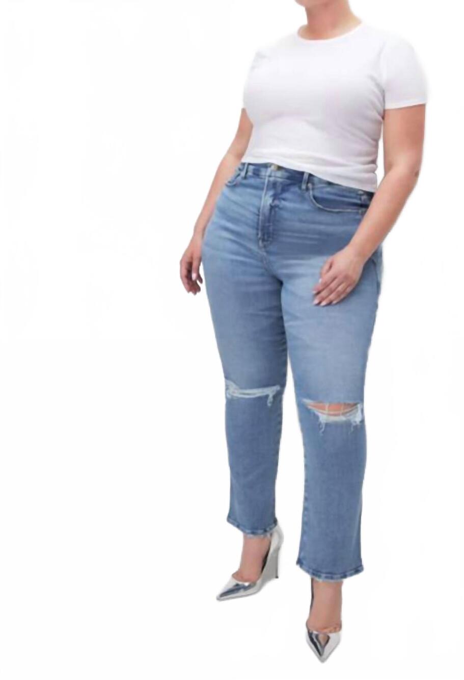 NEW GOOD AMERICAN good curve straight jeans in indigo